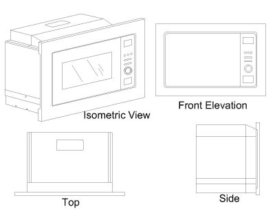 Built-In Microwave Oven-Model Architectural Drawing. CAD block in DWG format free download.