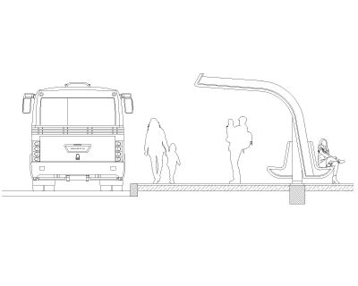 Free AutoCAD 2D Editable Drawings for Bus Stop with Waiting Stand