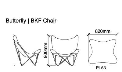 AutoCAD download Butterfly BKF Chair DWG Drawing