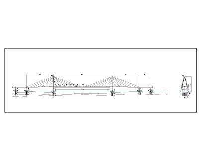 Free AutoCAD Drawing of Cable Stayed Bridges with Section & Elevation_ 3