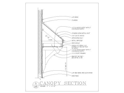 Free AutoCAD 2D Editable Drawings for Canopy Sectional Details