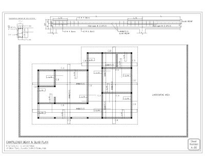 Free AutoCAD 2D Editable Drawings for CANTILEVER BEAM & SLAB BEAM PLAN for Clinic