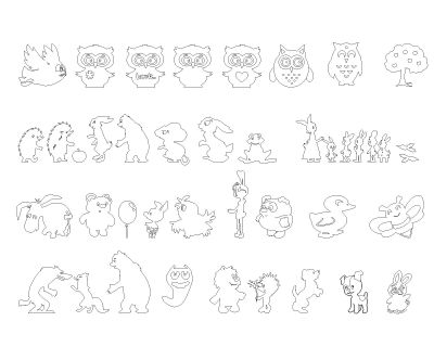 Cartoon Animals-Model-1 Architectural Drawing. CAD block in DWG format free download.