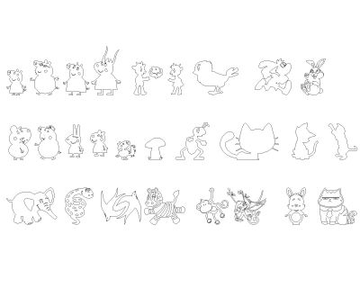 Cartoon Animals-Model-2 Architectural Drawing. CAD block in DWG format free download.