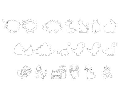 Cartoon Animals-Model-4 Architectural Drawing. CAD block in DWG format free download.
