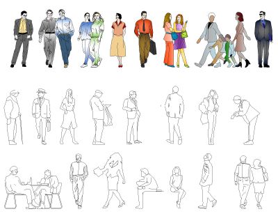 casual_people_2-Model Architectural Drawing. CAD block in DWG format free download.