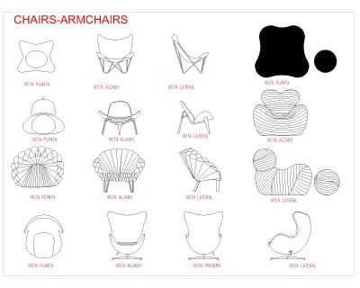 Free AutoCAD 2D Editable Drawings for Chair & Armchair designs