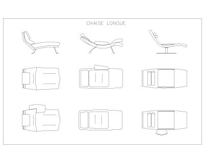 Free AutoCAD 2D Isometric Editable Drawings for Chaise Lounge