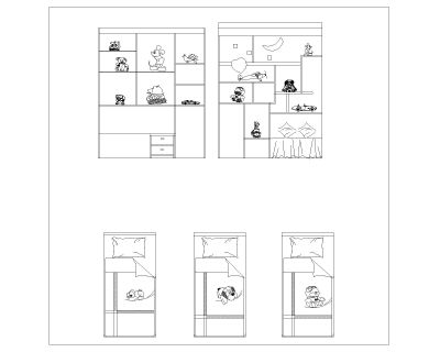 Free AutoCAD 2D Drawing Childrens Room Furnitures_1