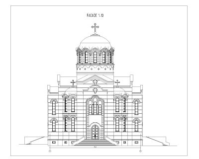 Free AutoCAD 2D Drawings for Church Design Byzantine Style Elevation_3