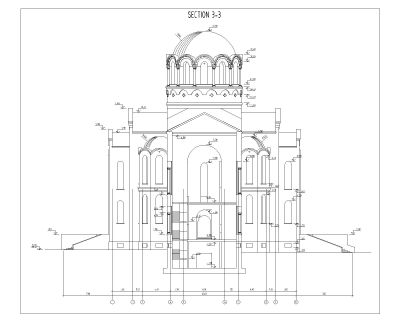 Free AutoCAD 2D Drawings for Church Design Byzantine Style Section_3