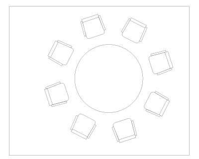 Free AutoCAD 2D Editable Drawings for Circular Shape Meeting & Dining Table_ 11