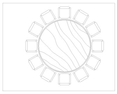 Free AutoCAD 2D Editable Drawings for Circular Shape Meeting & Dining Table_ 8