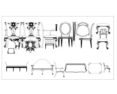 Free AutoCAD 2D Editable Drawings for Classic French Furniture_02
