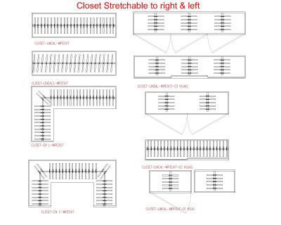 Free AutoCAD 2D Editable Drawings for Closet Stretchable to right & left