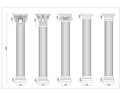 Free AutoCAD 2D Editable Drawings for Column architectural design