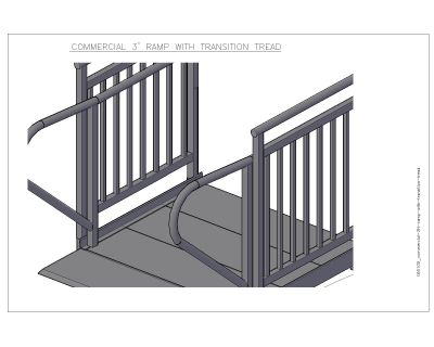 Free AutoCAD 2D Editable Drawings for Commercial 3 Feet Ramp with Transition Tread