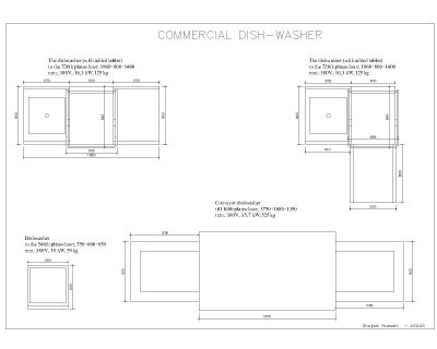 Free AutoCAD 2D Editable Drawings for Commercial Dish Washer-1