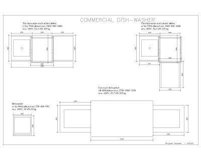 Free AutoCAD 2D Editable Drawings for Commercial Dish Washers