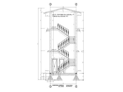 Free AutoCAD 2D Editable Drawings for Commercial & Residential Building Stair Section