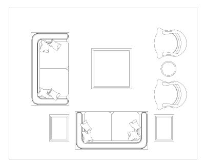 Free AutoCAD 2D Editable Drawings for Complete Sofa Set with Tables for Lounge & Dining_3