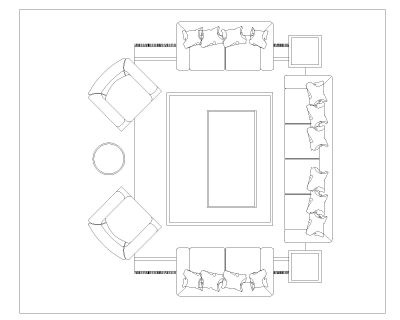 Free AutoCAD 2D Editable Drawings for Complete Sofa Set with Tables for Lounge & Dining_5