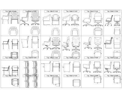 Conference and Meeting Chairs-Model Architectural Drawing. CAD block in DWG format free download.
