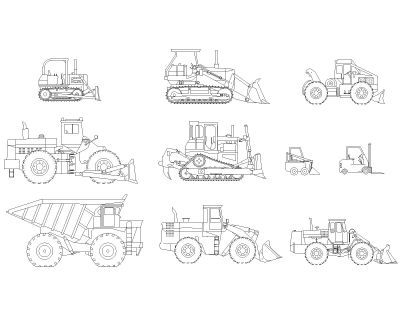 Free AutoCAD 2D Editable Drawings for Construction Machineries different Models