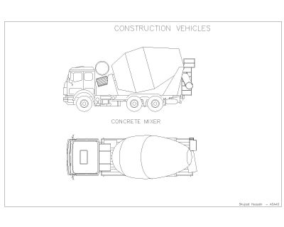 Free AutoCAD 2D Editable Drawings for Construction Vehicle Symbols for concrete mixtures