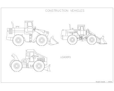 Free AutoCAD 2D Editable Drawings for Construction Vehicle Symbols for loaders