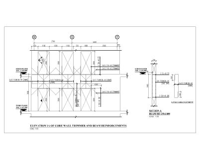 Free AutoCAD 2D Editable Drawings for Core Wall Trimmer & Beam Reinforcements_02