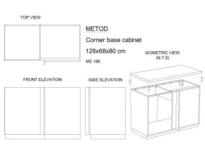 Corner-Base-Straight view-Model Architectural Drawing. CAD block in DWG format free download.