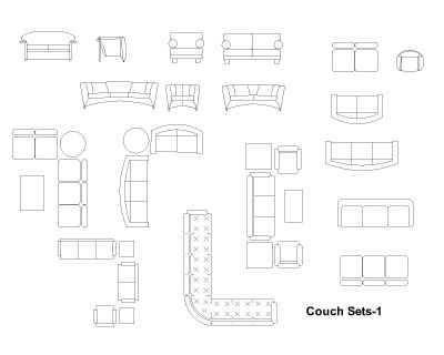 Free AutoCAD 2D Editable Drawings for Couch Sets- 1