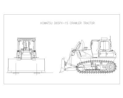 Free AutoCAD 2D Editable Drawings (Top & Sides) for Crawler Tractors & the Bulldozers_  7