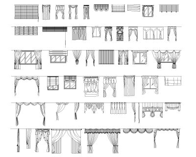 Curtains & Blinding set-Model Architectural Drawing. CAD block in DWG format free download.