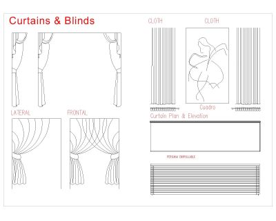 Free AutoCAD 2D Editable Drawings for Curtains & Blinds