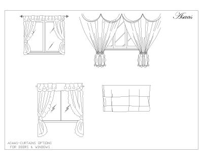 Free AutoCAD 2D editable dawings for Curtains Set Options for doors & windows-006