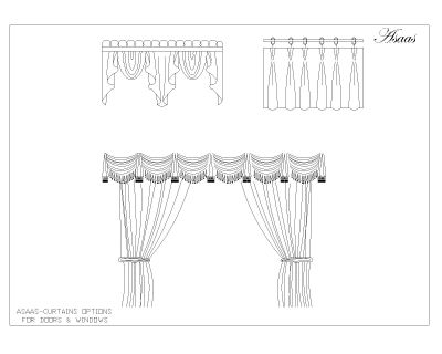 Free AutoCAD 2D editable dawings for Curtains Set Options for doors & windows-008