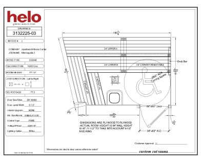 Free AutoCAD 2D editable Drawing of Custom Cut Sauna Deatled Plan