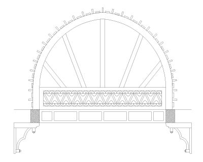 Decorative Arch Window with Ornamental Grille Detail Architectural Drawing. CAD block in DWG format free download.