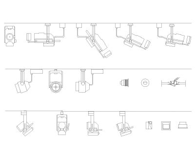 Directional Lights-Model Architectural Drawing. CAD block in DWG format free download.