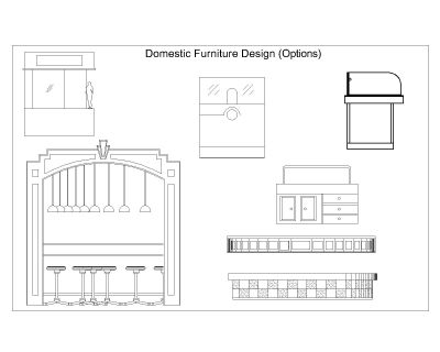 Free AutoCAD 2D Editable Drawings for Domestic Purpose Furniture Design Option_4