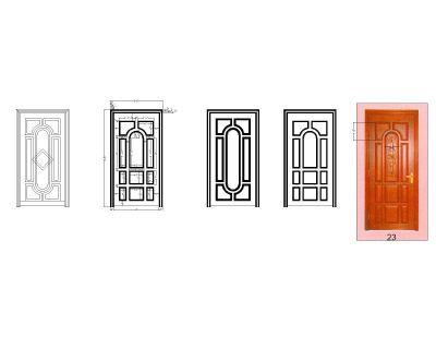 Free AutoCAD 2D Editable Drawings for Doors with gypsum & wood