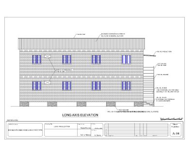 Free AuotCAD 2D drawing for Double Stacked Containerized (Containerized) Building Long Side Elevation