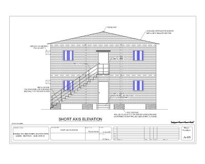 Free AuotCAD 2D drawing for Double Stacked Containerized (Containerized) Building Side View
