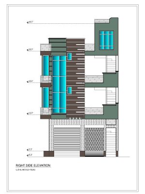 Double Story Shops Side Elevation CAD Block – DWG AutoCAD Editable Drawing (Free Download)