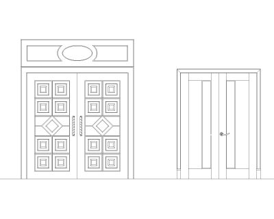 Free AutoCAD 2D Editable Drawings for Double Swing Doors- 7