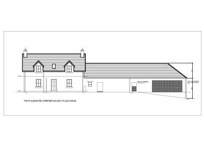 Existing Building Side Elevation Survey Drawing — Demolition and Infill Areas-3 Architectural Drawing. CAD block in DWG format free download.