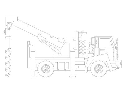 Drilling Vehicle Side Elevation-Model Architectural Drawing. CAD block in DWG format free download.