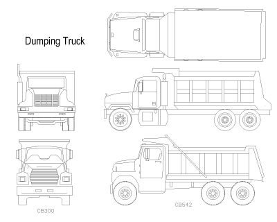 Free AutoCAD 2D Editable Drawings for Dumping Truck